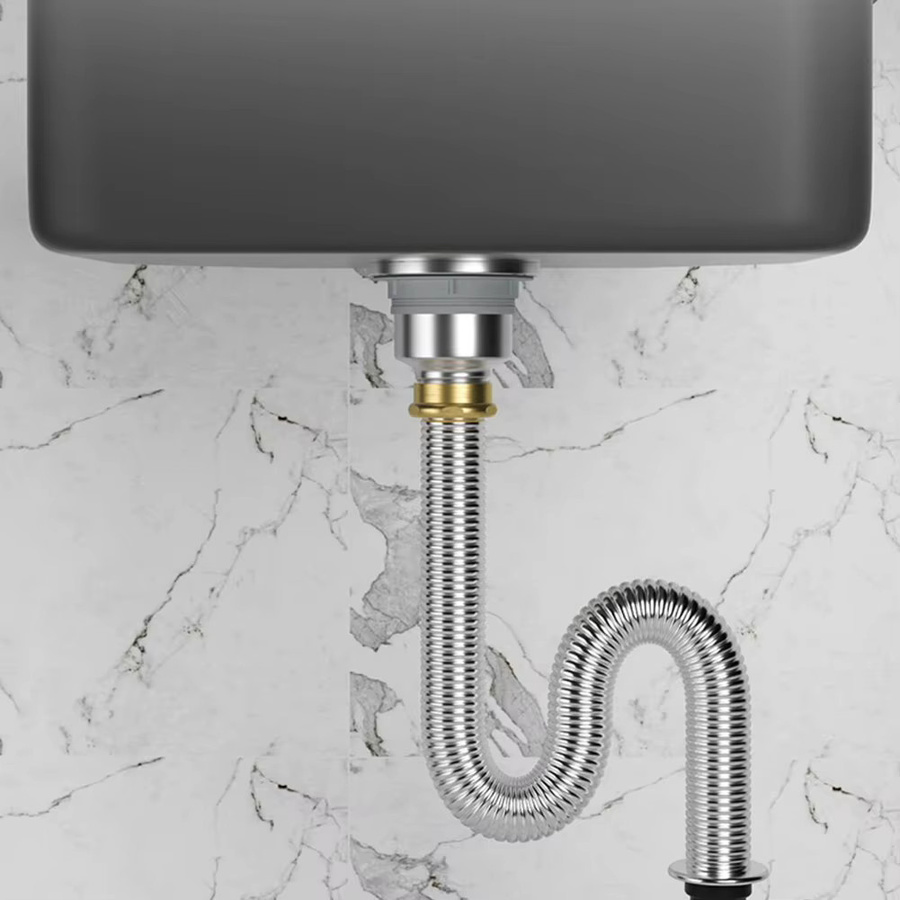 VIBRATITE Flexibler Siphon aus Edelstahl für Küchenwaschbecken, Länge: 80 cm oder 100 cm - Bild 3