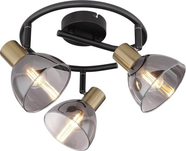 Globo Lighting Deckenstrahler Jay 3-flammig in Schwarz und Bronzefarben mit verstellbaren Leuchten aus Metall und Glas - Bild 2