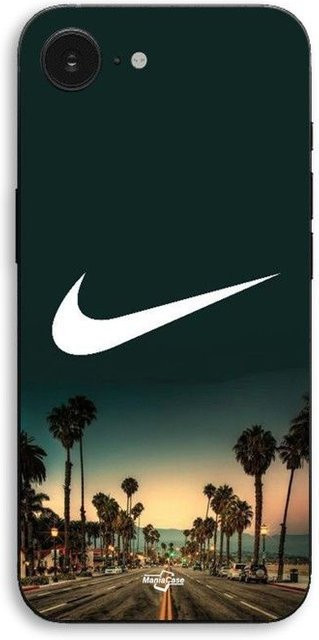 Maniacase iPhone 17e Hülle mit Nike-Logo und Kalifornischen Palmen bei Nacht in Schwarz - Bild 1