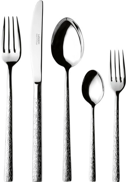 Mäser Besteck-Set Ivy aus Edelstahl in Silber, 6-teilig mit Messer, Gabel, Löffel und Teelöffel - Bild 1