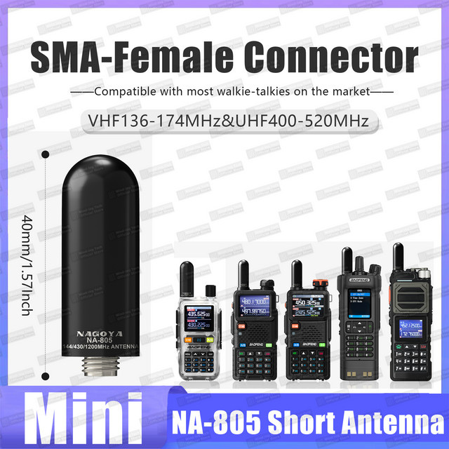 RONGYIN NA-805 Walkie Talkie Antenne VHF/UHF UV-5R Mini Antenne mit SMA-Buchse in Schwarz für Baofeng und Quansheng Funkgeräte - Bild 1