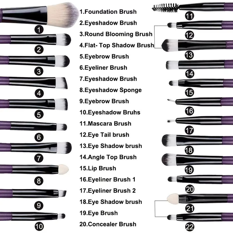 RUNTOIN Make-up-Pinsel-Set, 20-teilig, Unisex - Bild 4