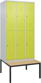 C+P Doppelstock-Spind Classic PLUS Sitzbank mit 3 Abteilen und Zylinderschloss, Buche-Hartholz, B/T/H: 212,0 x 90,0 x 81,5 cm - Bild 1