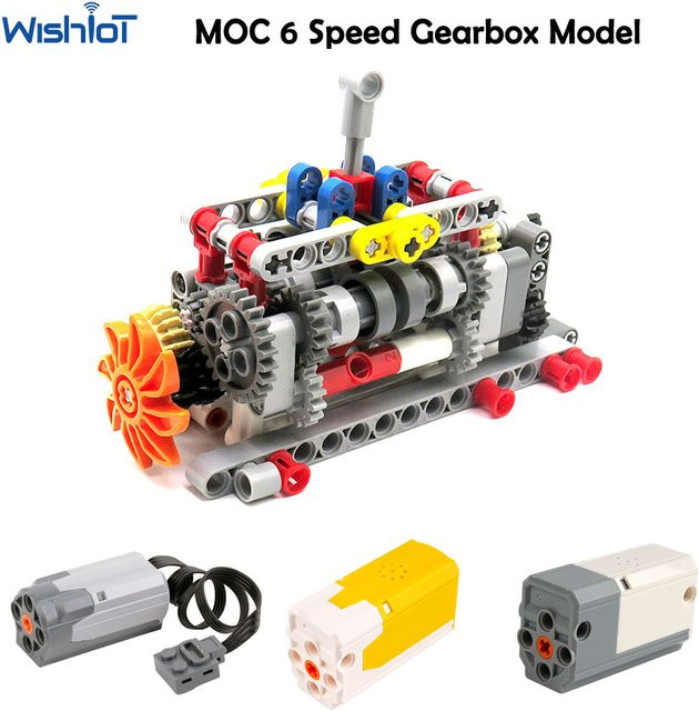 wishiot MOC 6-Gang-Getriebemotor Schaltgetriebe Modell, Baustein-Leistungsfunktionen - Bild 1