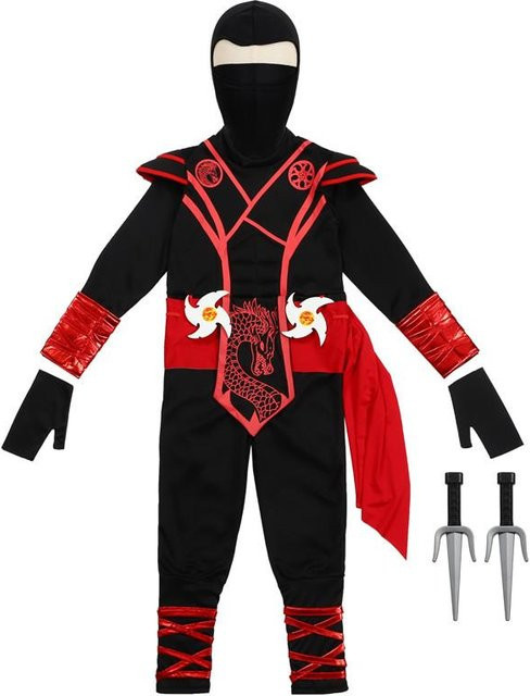 Roter Drachen Ninja Kostüm, Cartoon Maskierter Krieger, Rot, Unisex - Bild 1