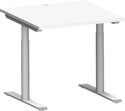 Schäfer Shop Genius Schreibtisch MODENA FLEX höhenverstellbar mit T-Fuß-Rundrohr, Farbe: weiß, B/T: 80 x 80 cm - Bild 1
