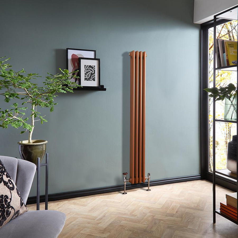 Hudson Reed Regent Gliederheizkörper vertikal aus Stahl in Kupfer/Braun, Höhe: 150 cm, Breite: 20 cm - Bild 1