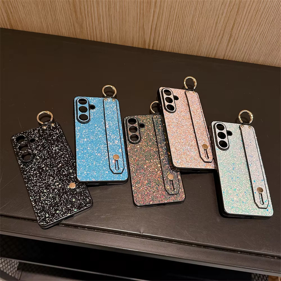 Glitzer Handyhülle mit Ständer und Handschlaufe für Samsung Galaxy S26 S25 Edge S24 S23 FE S22 Ultra Plus in Multicolour - Bild 2