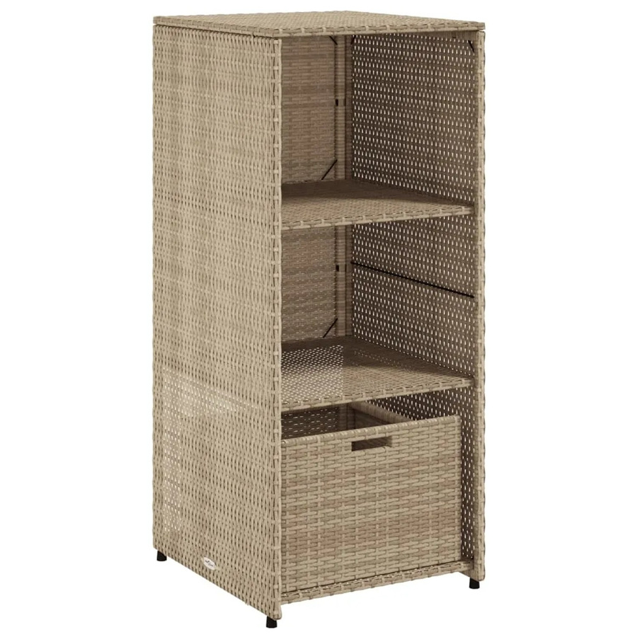 vidaXL Gartenschrank aus Poly Rattan und Metall in Beige, B/T/H: 50 x 55 x 115 cm - Bild 2