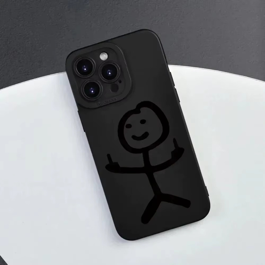 Schwarze Stickman bemalte Luxus-Mode-Telefonhülle als stoßfestes Softcover für iPhone 16 Pro Max 15 14 13 12 11 XS X XR 7 8 Plus - Bild 2