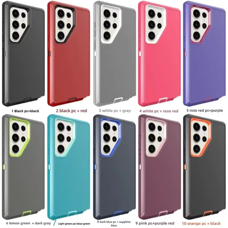 Ott Armor Defender Stoßfeste Handyhülle für Samsung Galaxy S26 Ultra S25 Edge S24 S23 S22 S21 Plus FE mit Gürtelclip in Weiß und Grau - Bild 2