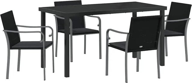 vidaXL Garten Essgruppe 5-teilig aus Polyrattan und Glas in Schwarz - Bild 1