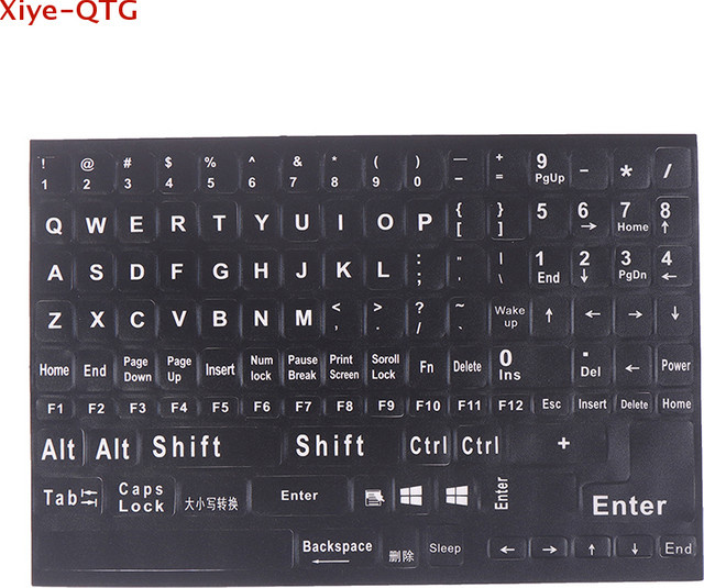 Wasserdichte Tastatur-Aufkleber mit englischem Alphabet und 120 Tasten in Schwarz - Bild 1