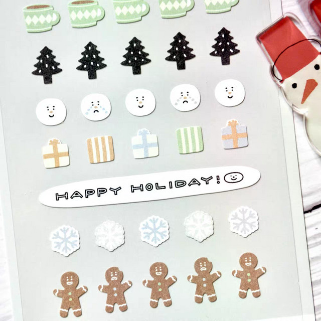 Suatelier Schneemann und Schneeflocken Mini Aufkleber für Scrapbooking und Journaling, Multicolor, 129 Stück - Bild 1