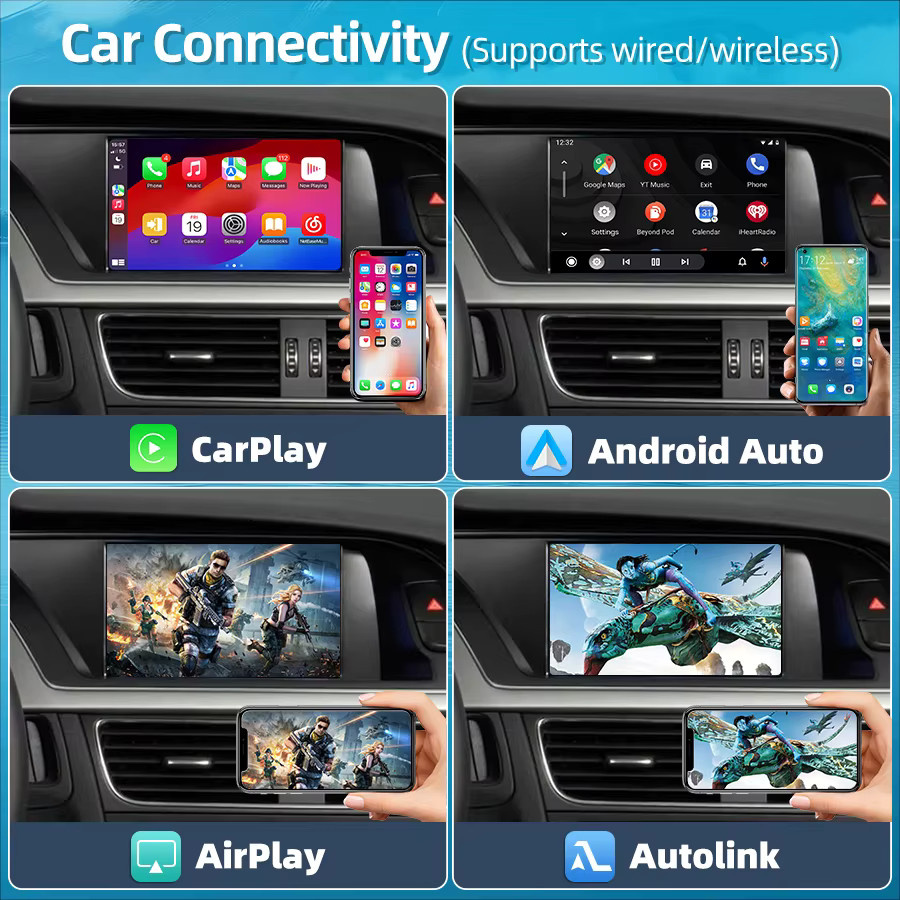 Junsun Wireless CarPlay und Android Auto Interface Decoder mit GPS, Bluetooth und Airplay für Audi Q5 S5 A4 B8 A5 (2009-2015) - Bild 2