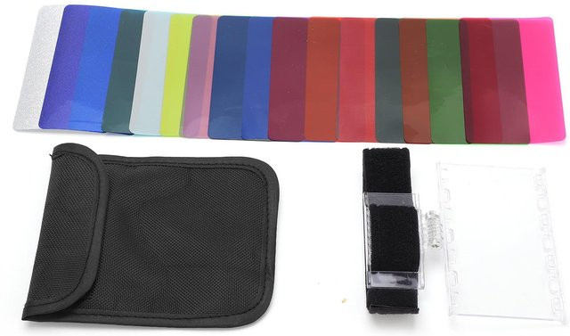Andoer Kamera Gel Filter Kit mit 18 farbigen Kunststoff-Folien zur Farbkorrektur in Multicolour und Brown für Canon, Nikon und Pentax - Bild 1