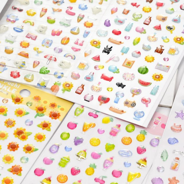 Kristall 3D Aufkleber mit Blumen und Obst Motiv für Scrapbooking und DIY Journaling, Multicolor, Resin - Bild 1