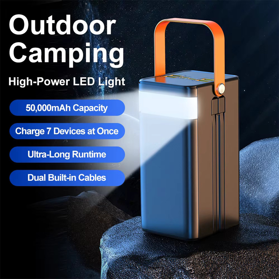 GerTong Powerbank 50000mAh mit 45W Schnellladung, digitale Anzeige und LED-Licht, Schwarz - Bild 5