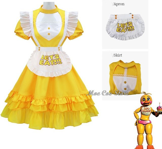 Moe Cos Store FNaF Spielzeugset, gelbes Chica-Cosplay-Kleid, Kostüm, Plüsch / Textil - Bild 1