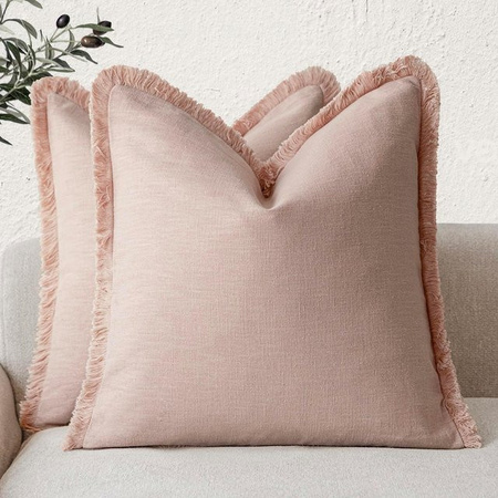Dekorative Kissenhülle aus Baumwolle mit Fransen im Boho-Stil von JMG Clothing, Farbe Braun, B/H: 45 x 45 cm