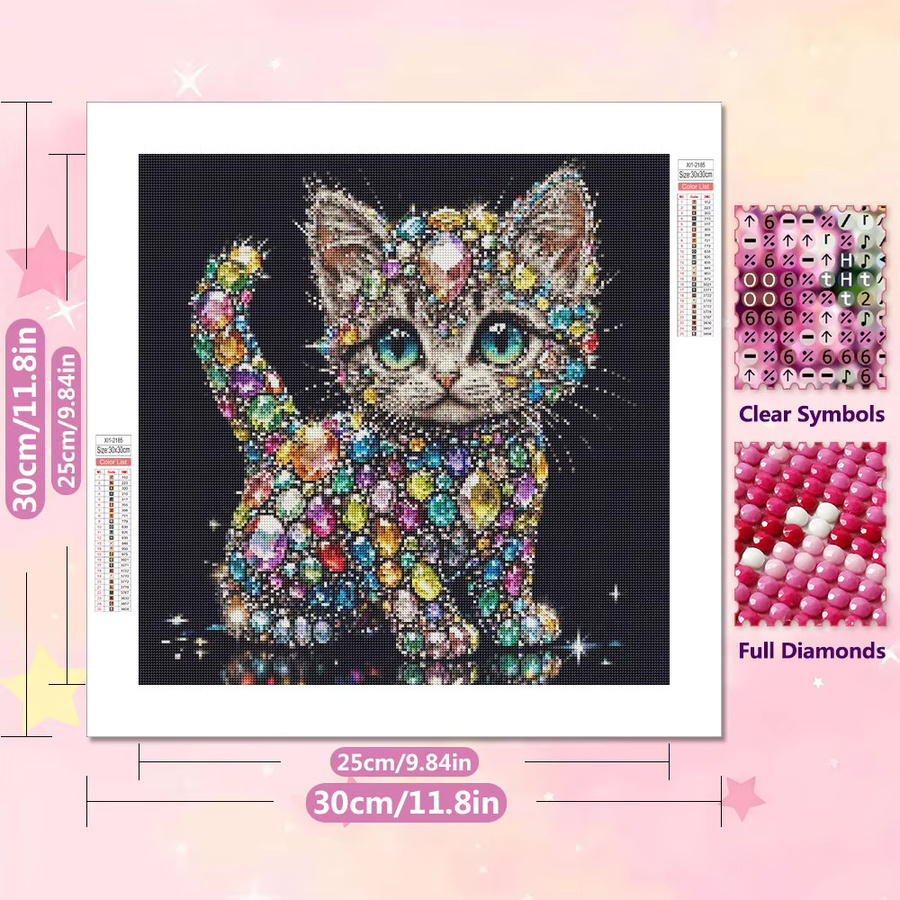 EverShine 5D-Diamantgemälde Katze DIY-Stickerei Mosaik Bastelset für Erwachsene in Multicolour, B/B/H: 20 x 20 x 20 cm - Bild 2