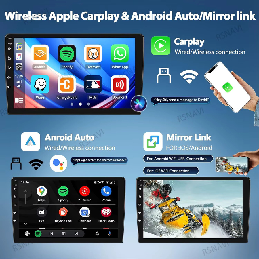RSNAVI Android 16 Autoradio mit CarPlay und GPS Navigation für Opel Astra H (2006-2014), 2 Din Stereo Multimedia System, Schwarz - Bild 2