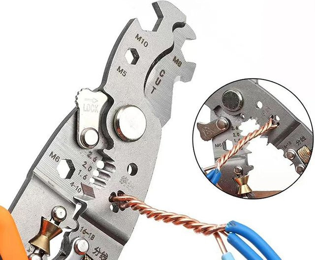 WOZOBUY Multifunktionale Elektrikerzange als Abisolier-, Schneid- und Crimpzange für Kabelreparatur und Installation - Bild 1