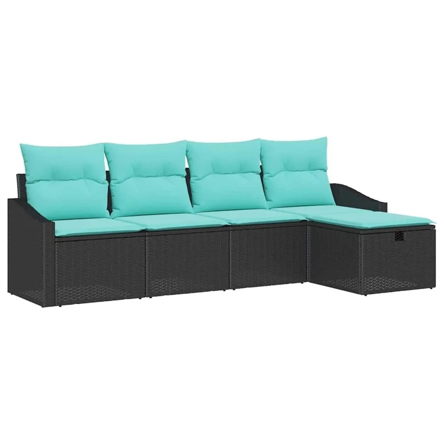 vidaXL Sofa Set aus Poly-Rattan mit Kissen und integriertem Stauraum in Schwarz - Bild 1