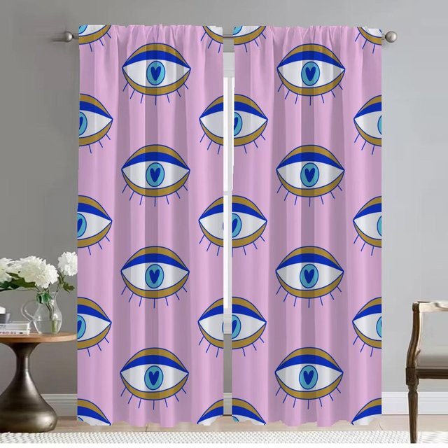 Verdunkelungsvorhänge aus Wimperntüll für Schlafzimmer und Wohnzimmer, 2er-Set, Farbe: Pink, Breite: 50 cm, Höhe: 70 cm - Bild 1