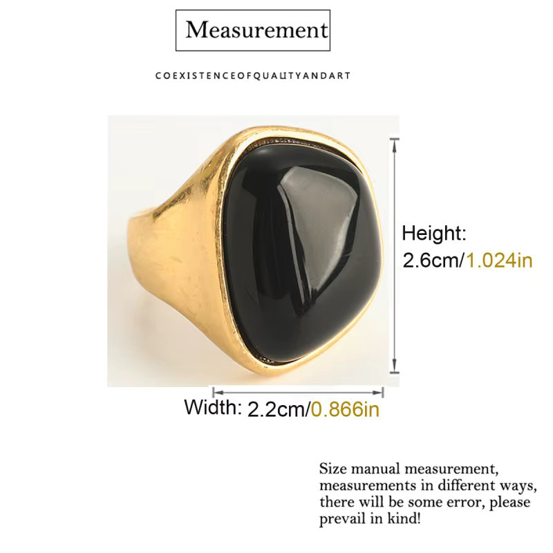 Icareu Ring Naturstein, Schwarz, Goldfarben, Damen - Bild 2