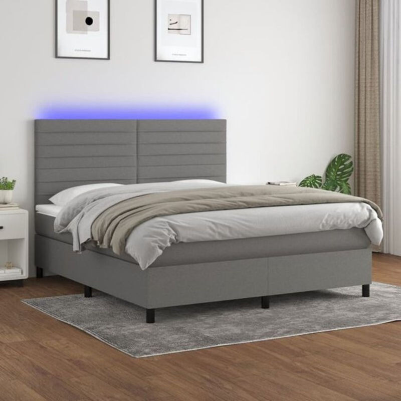 Vidaxl Boxspringbett mit Matratze in Grau aus Stoff, B/T/H: 180 x 200 x 118 cm - Bild 1