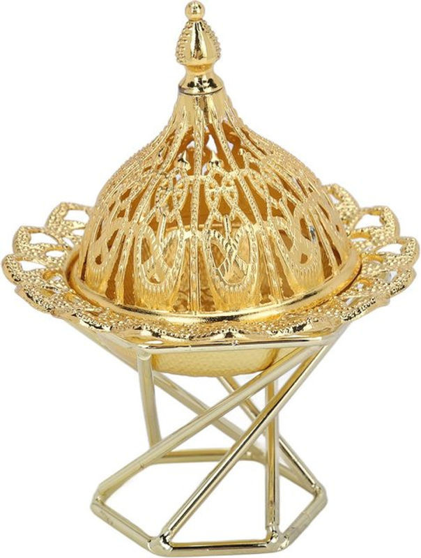 Koogeelife Räuchergefäß aus Metall in Gold mit abstraktem geometrischem Design für Wohnzimmer und Schlafzimmer - Bild 1
