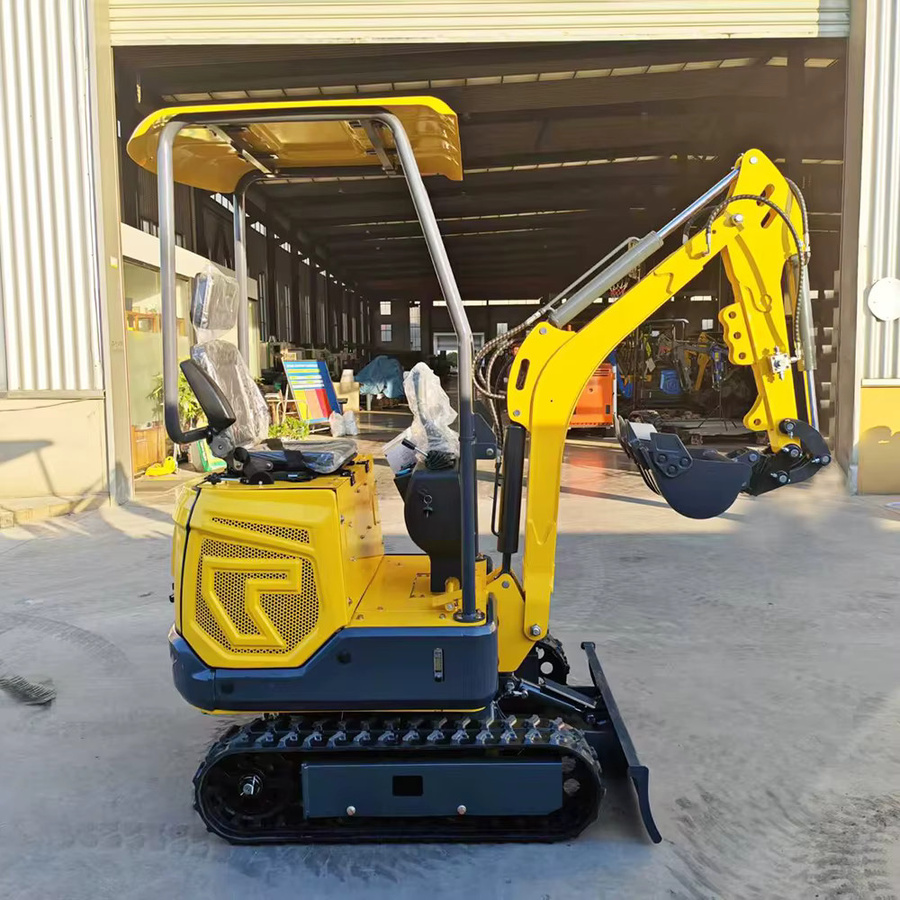 EACHAN Minibagger 1,2 Tonnen kleiner Raupenbagger mit Daumen in Gelb - Bild 2