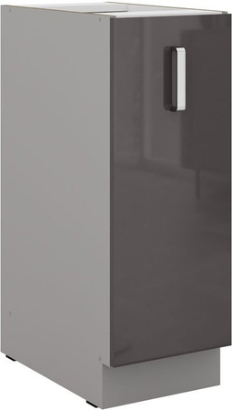 Küchenunterschrank Bianca Grey Hochglanz Grau mit Schrankauszug Breite: 30 cm