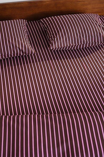 Jotex SHIMA Spannbettlaken aus Bio-Baumwolle gestreift in Pink und Braun, Breite: 144 cm - Bild 1
