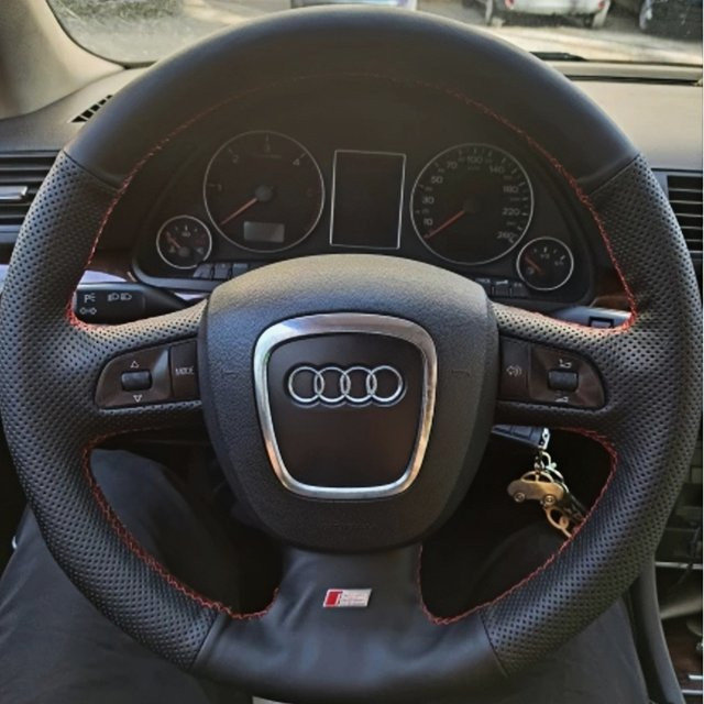 WUNHKF Lenkradbezug Geflecht Abdeckung passgenau für Audi A3 8P 2008-2013, A4 B8 2008-2010 und A5 2008-2010 in Schwarz - Bild 1