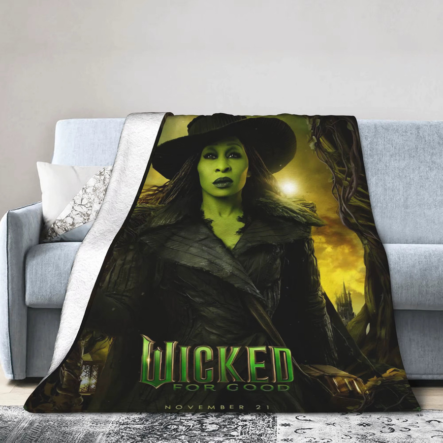 Potdemiel Wicked 2 Musical Movie Poster Plüsch-Überwurfdecke mit Elphaba und Glinda, Flanell-Tagesdecke, Mehrfarbig - Bild 2