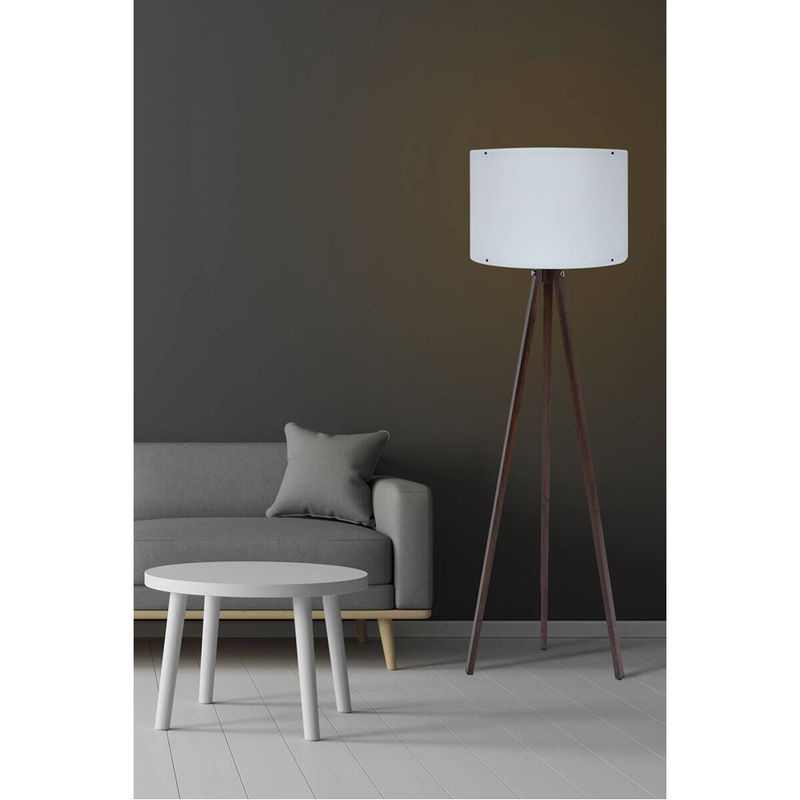 Opviq Stehlampe modern in Weiß und Nussbaum, B/T/H: 38 x 38 x 145 cm, E27 Fassung - Bild 3