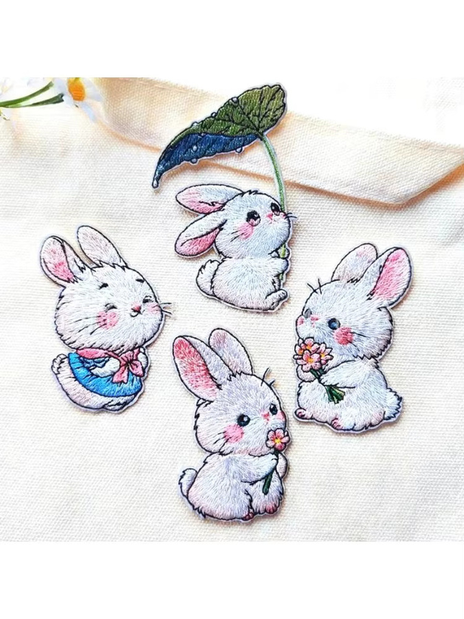 Osterhase Stickerei Aufnäher zum Aufbügeln in Grün und Multicolour für Daunenjacken und Schultaschen - Bild 3