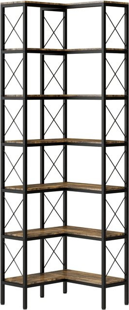 HOMCOM Bücherregal im Industrial Design aus Spanplatte und Metall, Braun/Schwarz, H x B x T: 200 x 60 x 60 cm - Bild 1
