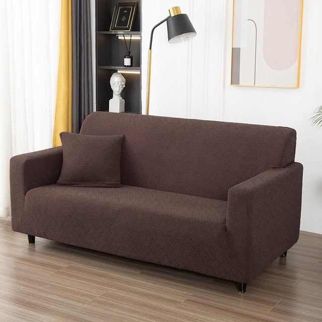 Elastischer Jacquard-Sofabezug von Your Warm Home in Braun für 3-Sitzer, Breite: 185-230 cm - Bild 1