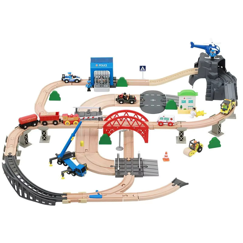skxnier Eisenbahnschienen-Set aus Holz, Polizei, Zubehör - Bild 3