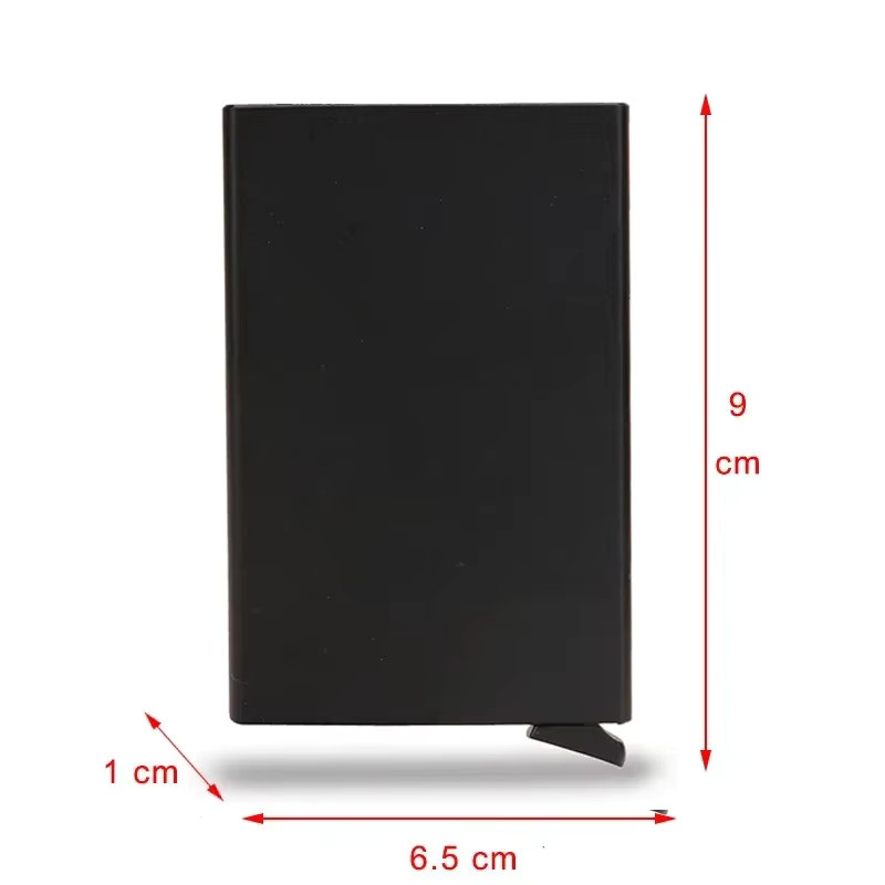 Minimalistischer Pop-Up-Kartenhalter aus Metall und Kohlefaser mit RFID-Schutz in Schwarz und Gold - Bild 5