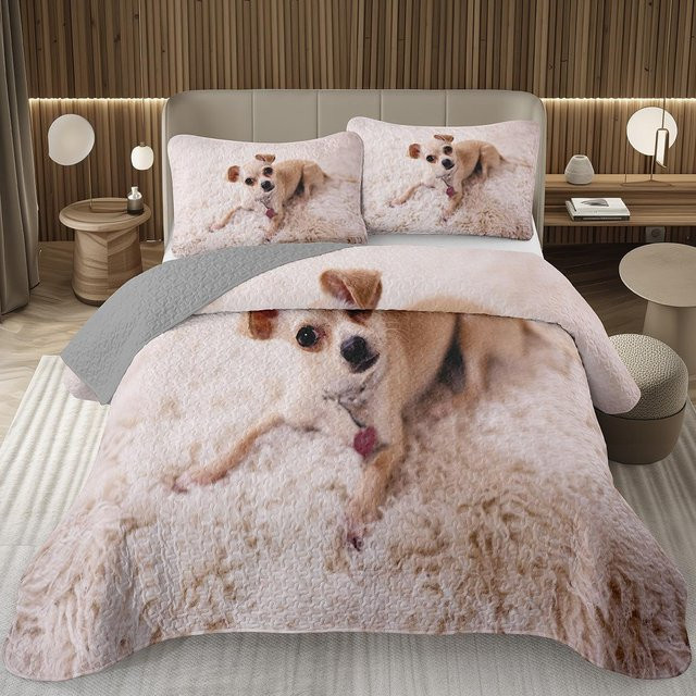 Lodestar Wendbare Gesteppte Tagesdecke mit Hunde-Motiv, Mehrfarbig, Breite: 145 cm, Tiefe: 210 cm - Bild 1