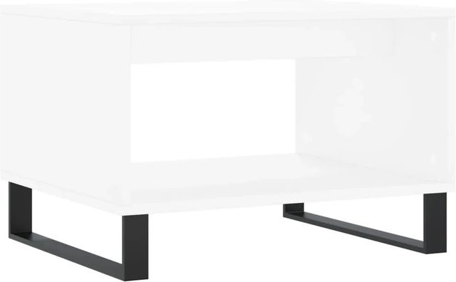 vidaXL Couchtisch in Weiß und Eiche aus Holzwerkstoff und Eisen, B/T/H: 60 x 50 x 40 cm - Bild 1