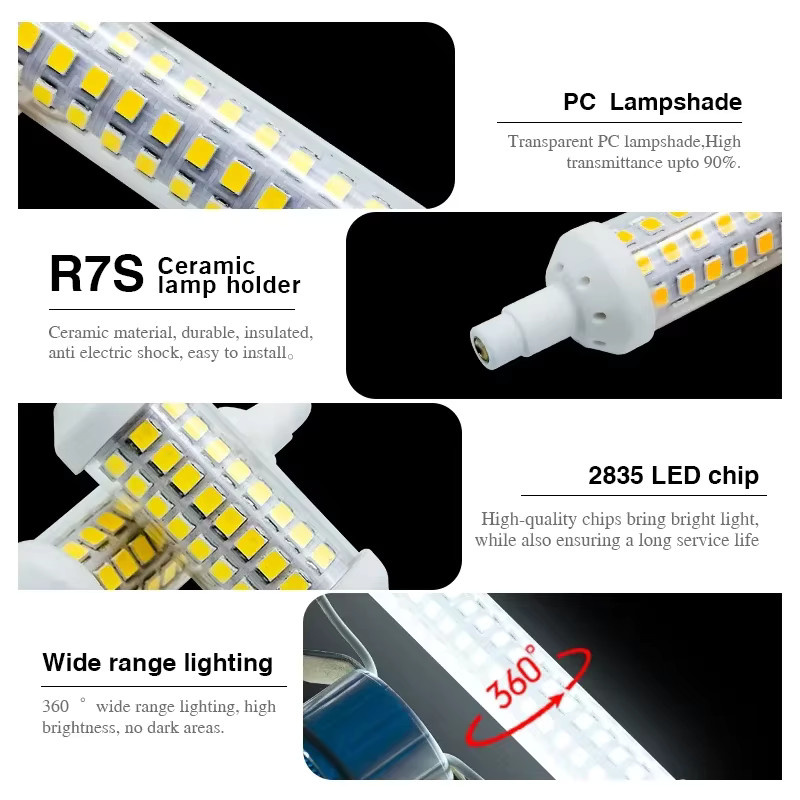 LATTUSO R7S LED Lampe Warmweiß 220V Energiesparende Mais Licht Glühbirne Ersatz für Halogen - Bild 2