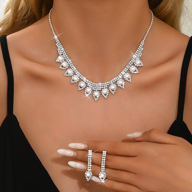 YIRAN Jewelry Schmuckset, Kupfer, Perlen, Damen, braun - Bild 1