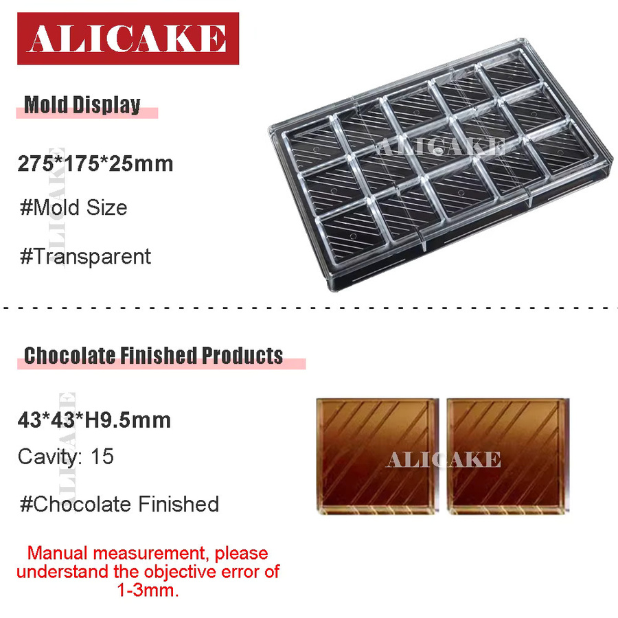 ALICAKE Schokoladenform aus Polycarbonat, quadratisch, transparent, B/T/H: 17,5 x 15,0 x 2,5 cm - Bild 5