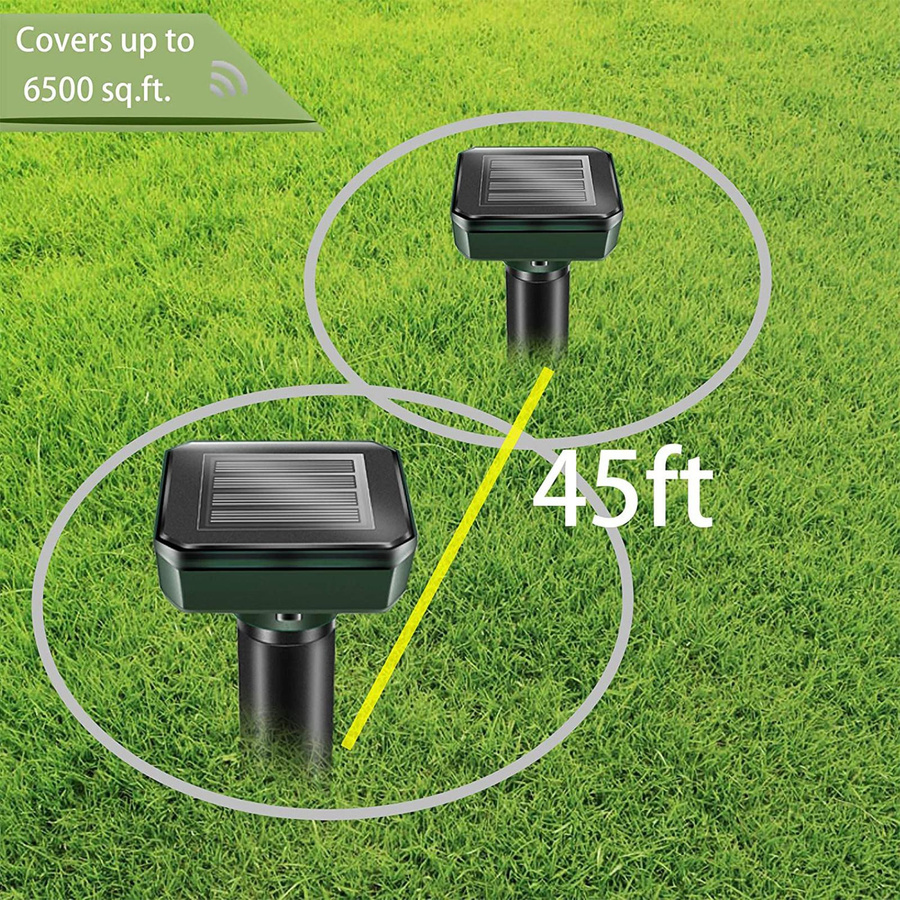 Binchi Garden 4er Set Solar Ultraschall Tierabwehr mit Blitz für Garten und Rasen - Bild 2