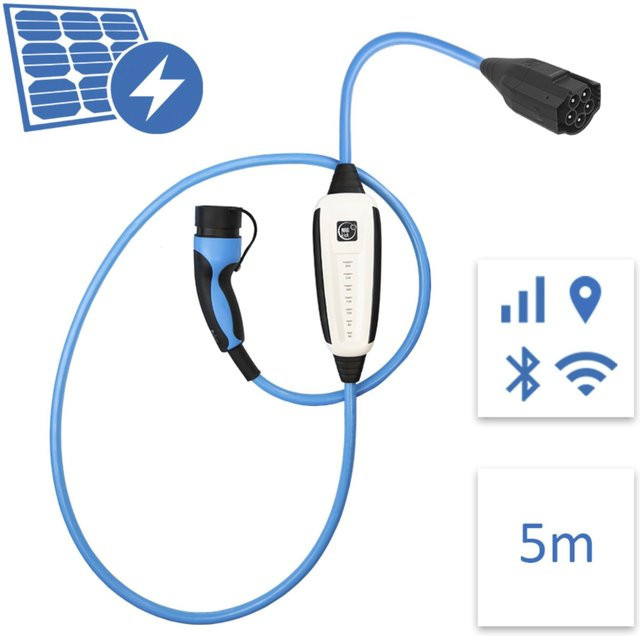 NRGkick Pure Standard Wallbox Ladestation mit WLAN, GSM, GPS und SIM für PV-Nutzer in Blau mit 5m Kabel und USB-C Anschluss - Bild 1